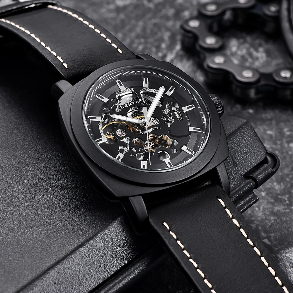 Часы-скелетоны Мужские механические водонепроницаемые до 30 м |
