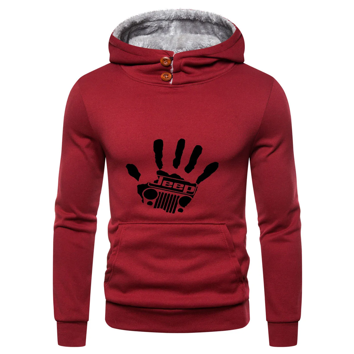 

Autumn and winter new men's fleece hoodie hip hop high street warm jacket men's racing suit thickened finger windproof jacket