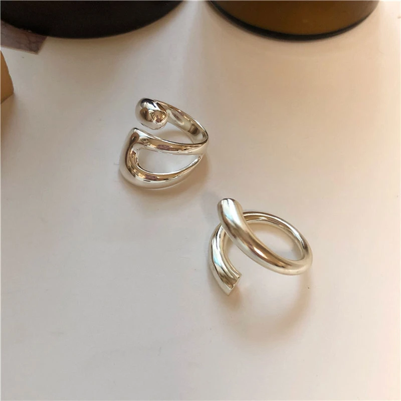 

Minimalist fashion personality ladies copper irregular opening ring casual party punk geometric twist ring