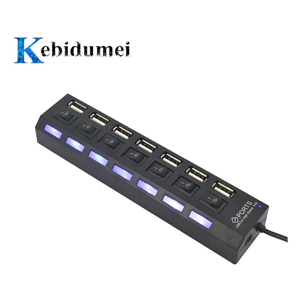Kebidumei супер скорость 7 портов концентратор USB светодиодный индикатор 5 Гбит/с для