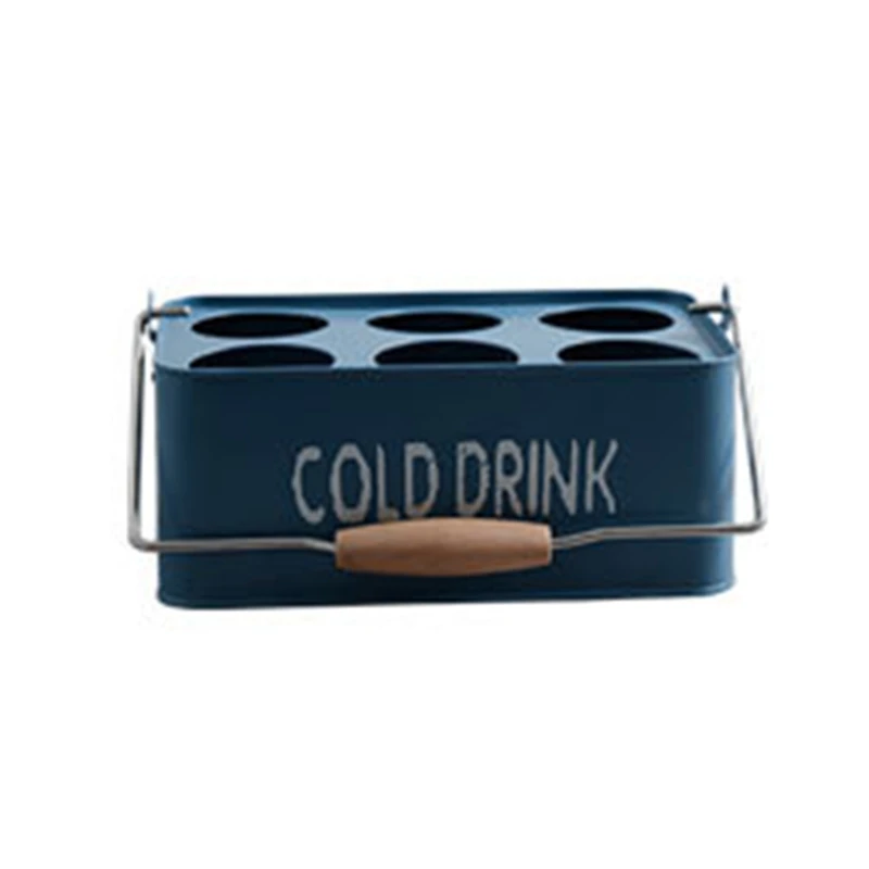 

6 Bottles Metal Wine Beer Bottle Basket Carrier Display Holder Rack for Bar KTV Restaurant Picnic Home Decor