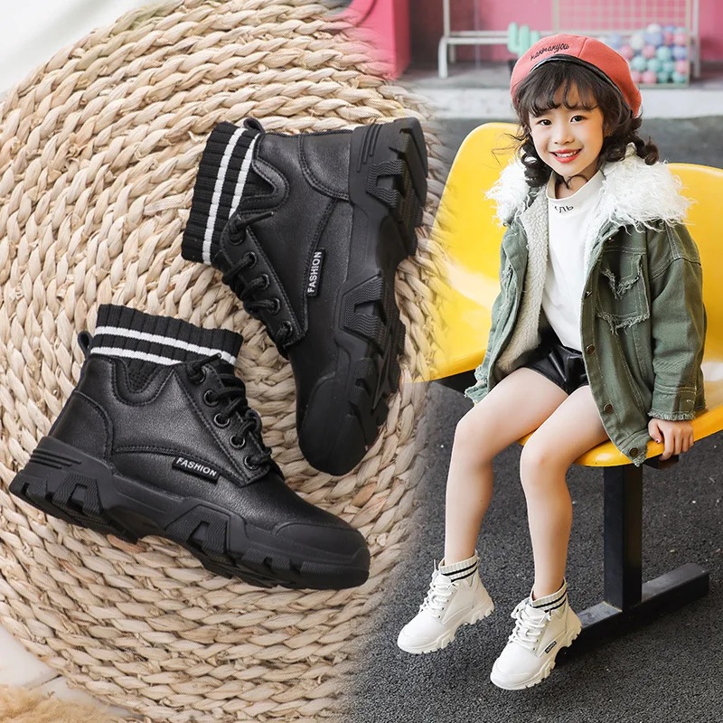 Модные кроссовки зимние ботинки Ботинки martin для мальчиков и девочек сетчатые