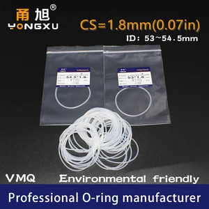 Уплотнительное кольцо VMQ, уплотнительное прокладка, толщина CS1.8mm ID 53/54.5*1, 8mm, силиконовая резина, изолированная, водонепроницаемая шайба круглой формы, Нетоксичная, белая