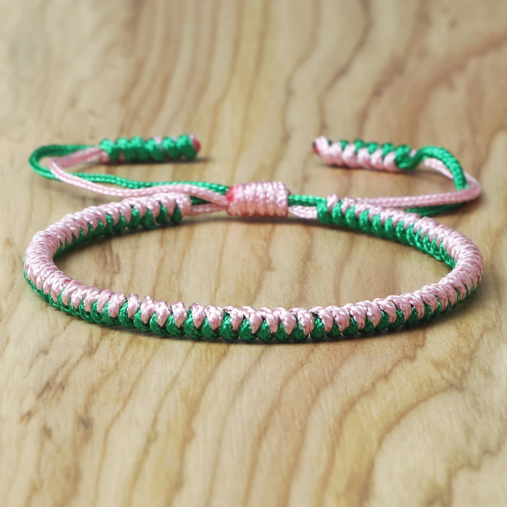 Зеленый Плетеный Браслеты и браслеты для женщин мужчин Шарм ручной работы узелки