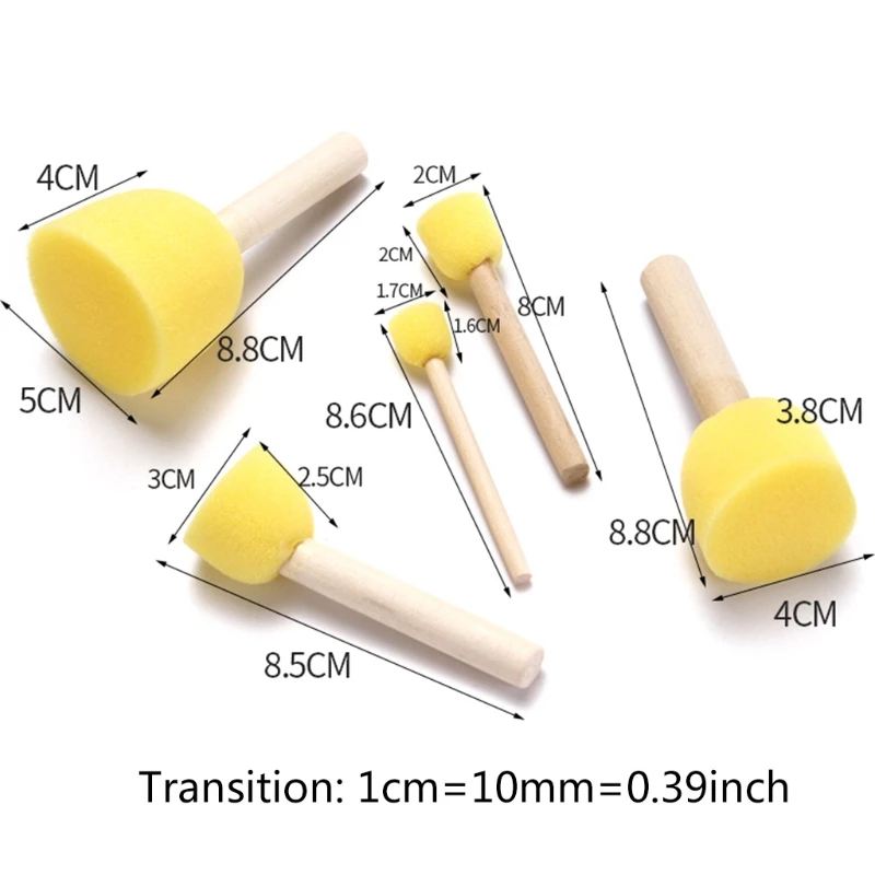 

5pcs Assorted Round Paint Foam Sponge Brush Set Painting Tools Stippler for Kids Painting Crafts and DIY Art Graffiti Painting