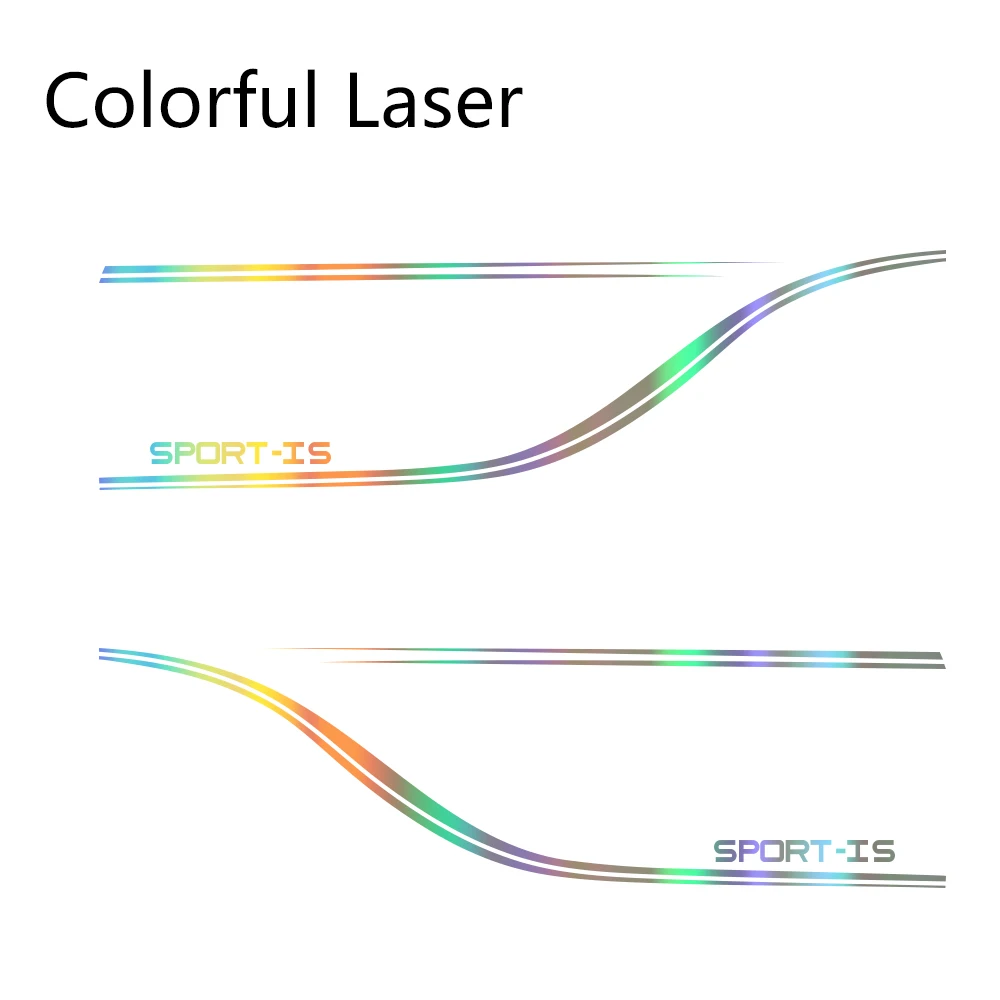 Colorful Laser 2 шт. автомобильные наклейки боковые полосы авто виниловые наклейки для Lexus IS250 RX300 UX Спортивное украшение Стайлинг Тюнинг автомобиля аксессуары - Название цвета: Colorful Laser