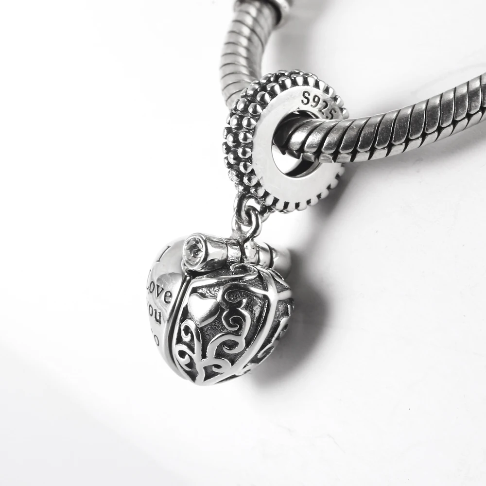 Открытая подвеска в виде сердца Подходит для Pandora браслеты Оригинальные 925