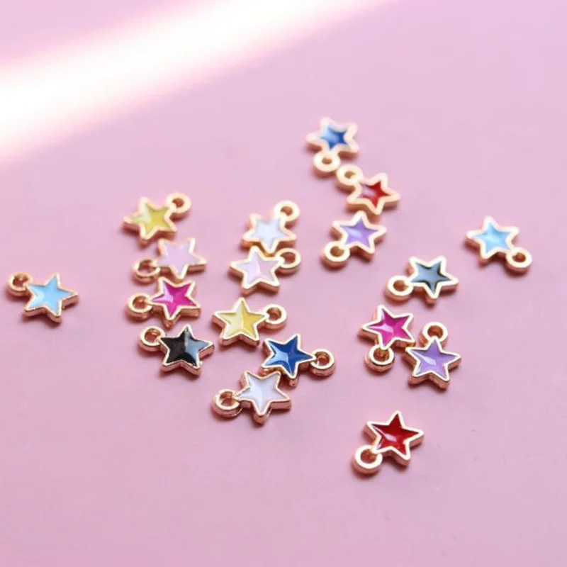 10pcs 6X8mm Acrylic Alloy Star Charms Nacklace Pendants for Necklace Making DIY Jewelry Making Gifts Jewelry