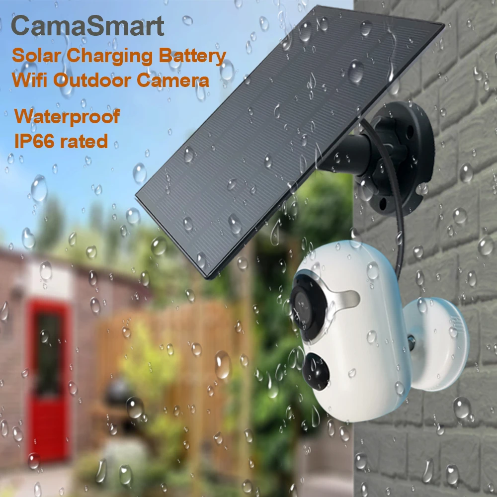 

Camnsmart Solar Wireless Outdoor Camera WIFI with Rechargeable Panel Waterproof PIR Home Security Baby Monitor Smart Life