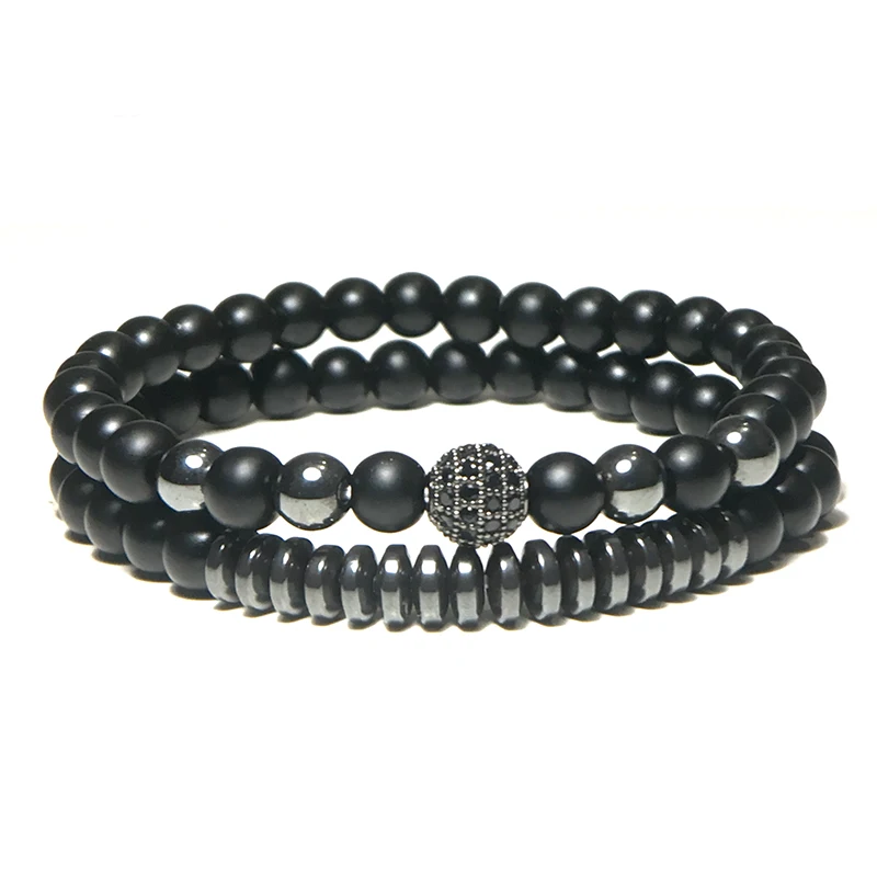 Diffone 2 шт./пара мужской браслет настоящий натуральный оникс вулканический