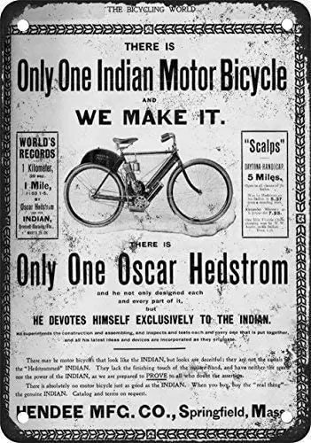 

Metal Sign 1903 Indian Motor Bicycle Vintage Look Reproduction Metal Tin Sign 12" x 18"