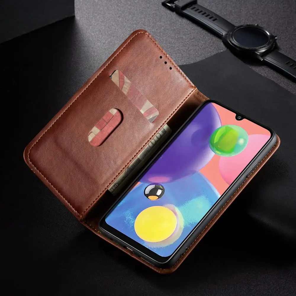 Тонкий кожаный флип чехол для samsung Galaxy A51 A71 A80 A90 A70 S A60 A50 A30 A20 A10 Plus кошелек с