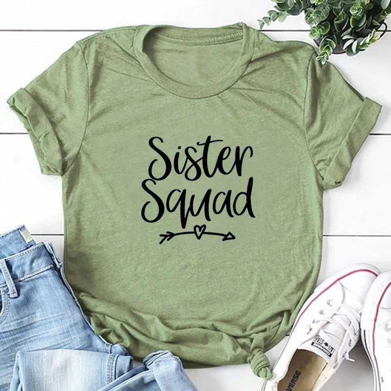 

Sister Squad Birthday Party Shirt Fashion Cotton Aesthetic Women Girl T-shirt Funny Graphic Casual O Neck Short Sleeve Top Tees