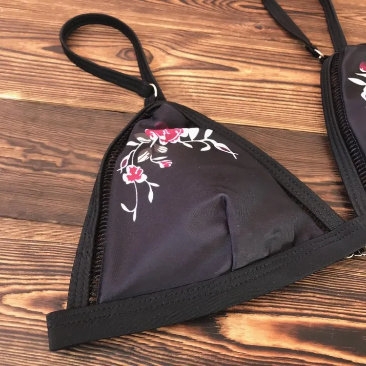 2019 купальник с высокой талией и цветочной вышивкой женские бикини сексуальный