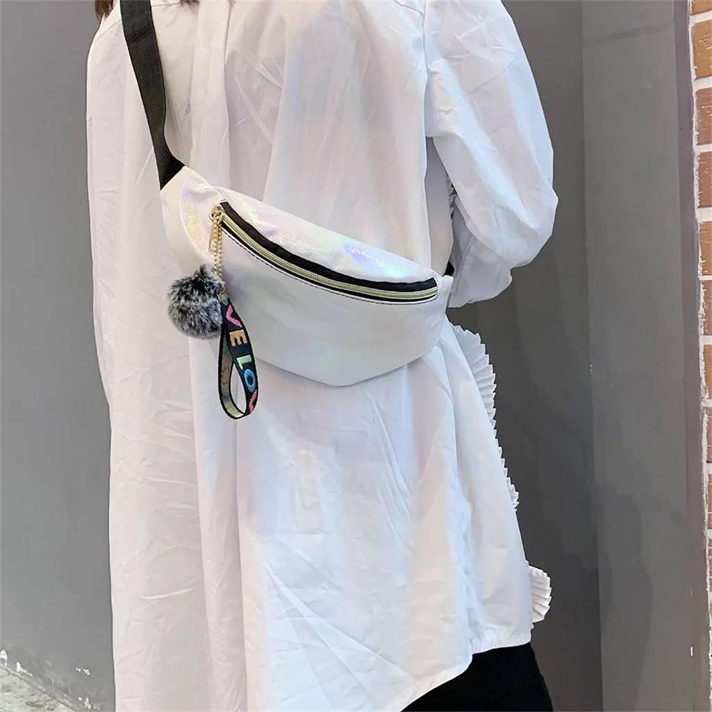 Женская Лазерная нагрудная поясная сумка, Женская поясная сумка, женские сумки через плечо с блестками, новинка, модная поясная сумка