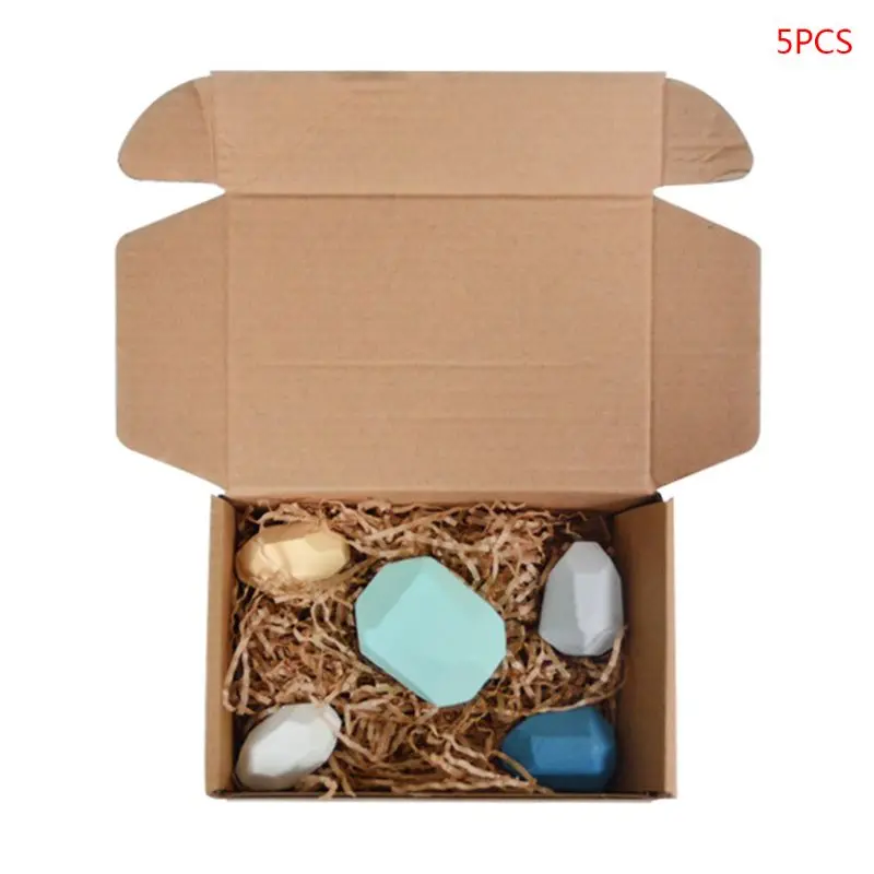 

5 Pcs Children Wooden Colored Stone Stacking Game Building Block Kids Creative Educational Puzzle Toys H9EF