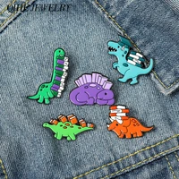 dinosaur enamel pins book lapel pins cartoon brontosaurus stegosaurus tyrannosaurus badges gifts for book lover kids children