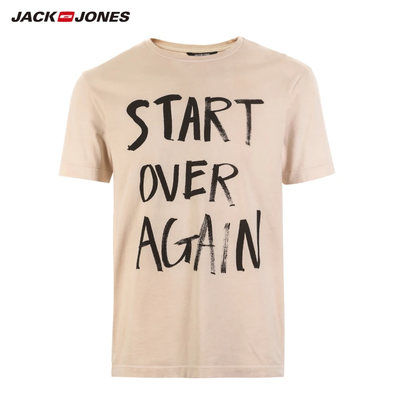 Мужская футболка с короткими рукавами JackJones 100% хлопок буквенным принтом прямой