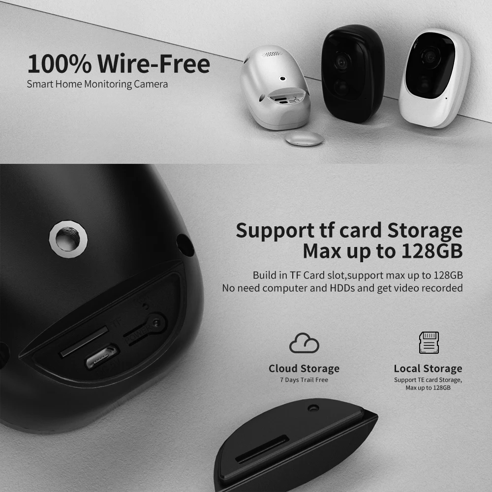 Wi-Fi Солнечная камера видеонаблюдения 1080P HD IP66 Водонепроницаемая беспроводная