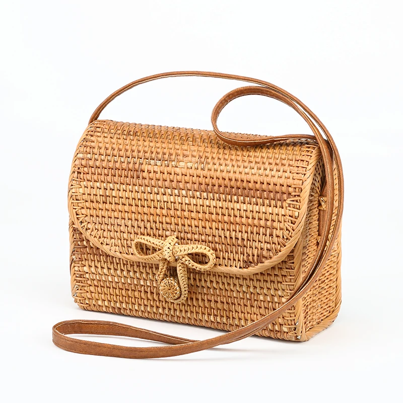 

2018 new Square bag single shoulder skew spanning hand-made long cane vine woven bag of ancient Persian MIA Beach bag