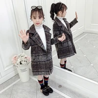 spring winter girl coat jackets warm mid length clothing kids teenage children tops thicken high quality woolen cloth overcoat