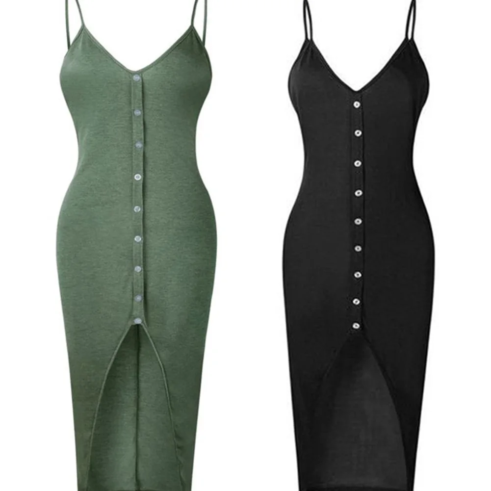 Летние модные женские сексуальные платья с v образным вырезом без рукавов