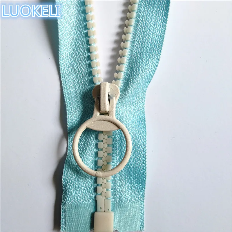 Light blue 10 шт. контрастный цвет 40 см(16 дюймов) открытие 5# Смола молния тяговое кольцо молния голова DIY Швейные сумки аксессуары для одежды - Цвет: Light blue