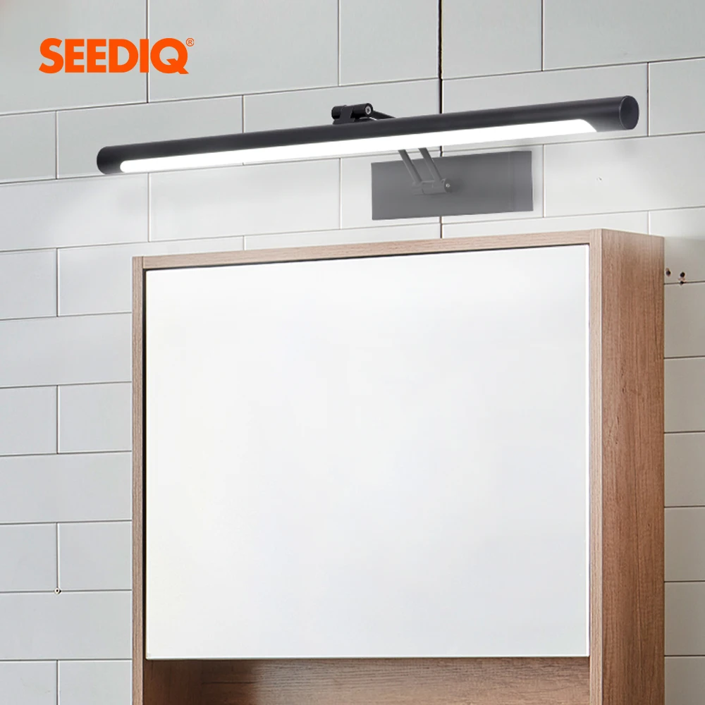 

Светодиодный настенный светильник для ванной комнаты, черный, серебристый, 8 Вт, 40 см, 12 Вт, 55 см, 90-260 В переменного тока, водонепроницаемый светильник для туалетного столика, настенные светильники для гостиной