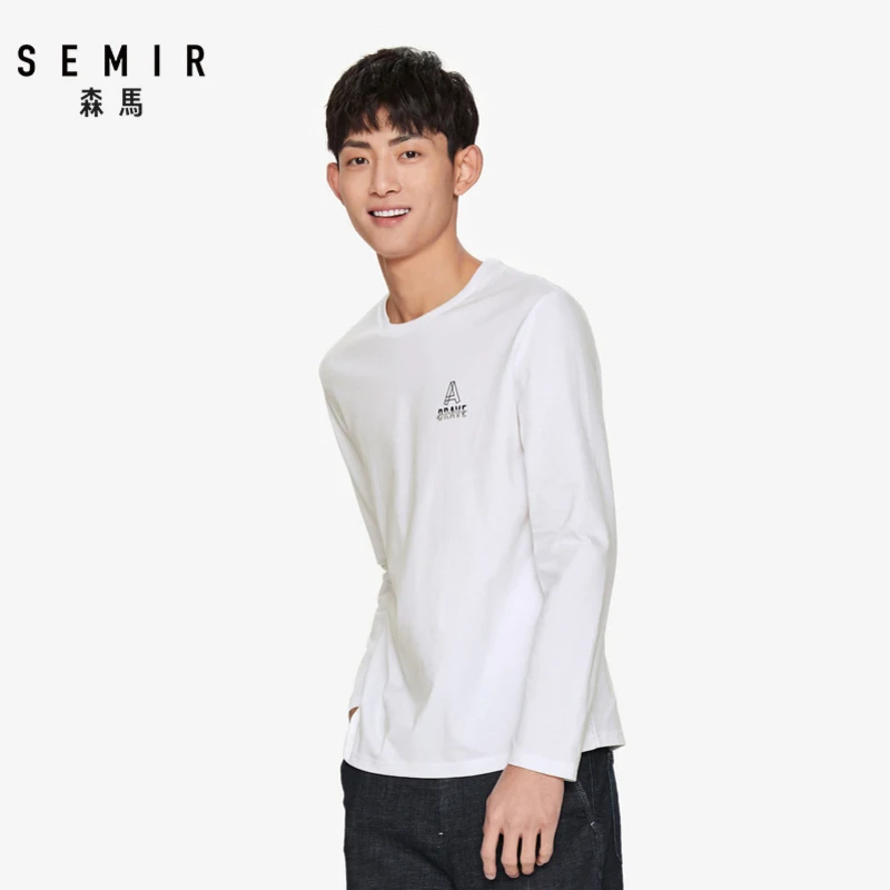 Футболка SEMIR мужская с длинным рукавом хлопковый пуловер контрастными буквами