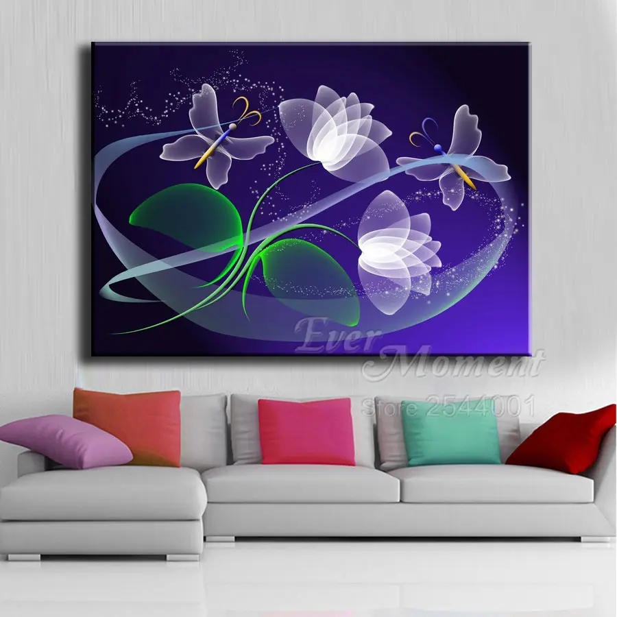 Алмазная мозаика с изображением бабочек и цветов | Дом сад