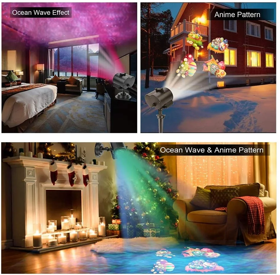 Рождественский проектор 2 в 1 декоративная лампа для Хэллоуина с 9 узорами HD и 11