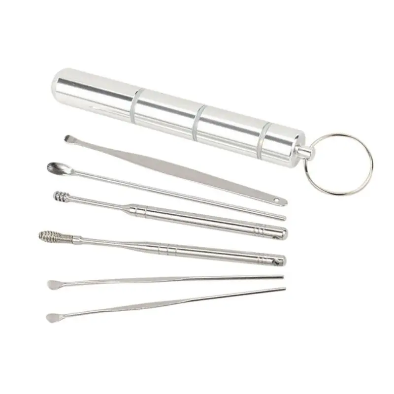 

Outdoor Detachable Keychain Samll Ear Spoon Vintage Stainless Steel Cleaning Ear Gadget Tools