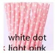 light pink white dot 100 шт розовые золотые бумажные соломинки вечерние соломинки золотые серебряные бумажные соломинки смешанные полосатые звезды шаблоны шевронов - Цвет: light pink white dot