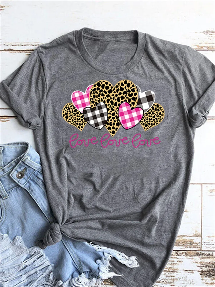 Женские леопардовые зимние сапоги в клетку с принтом сердце Любовь мягкая летняя