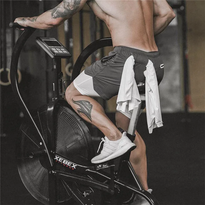 Мужские шорты для бега 2 в 1 3XL спортивные мужчин 2020 летние фитнес пробежек одежда