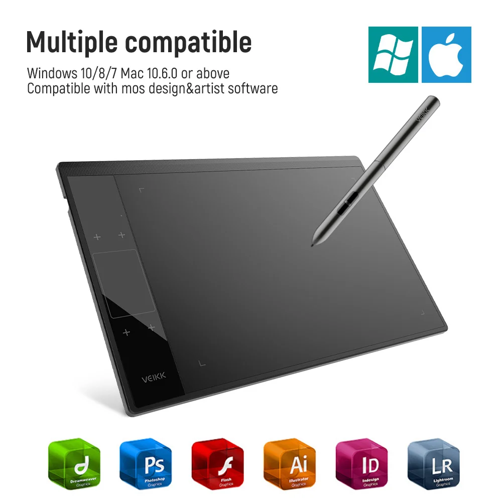 8192 Level Drawing Graphic Digital Tablet  Animation Writing Board with Battery-Free Pen 4 keys And Gesture Touch