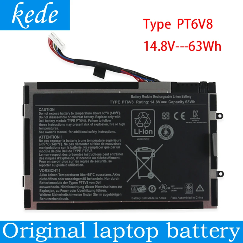 Kede оригинальный PT6V8 8P6X6 08P6X6 T7YJR Аккумулятор для ноутбука DELL Alienware M11x M14x R1 R2 R3 14 8 в 63WH