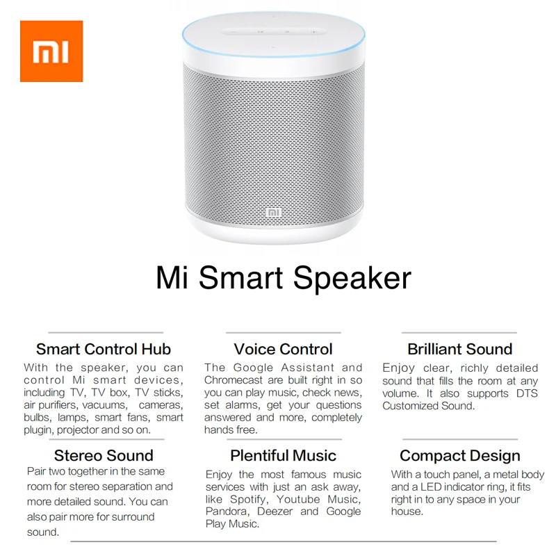 Оригинальный Xiaomi Smart Speaker Xiaoai AI Bluetooth-динамик художественный умный беспроводной