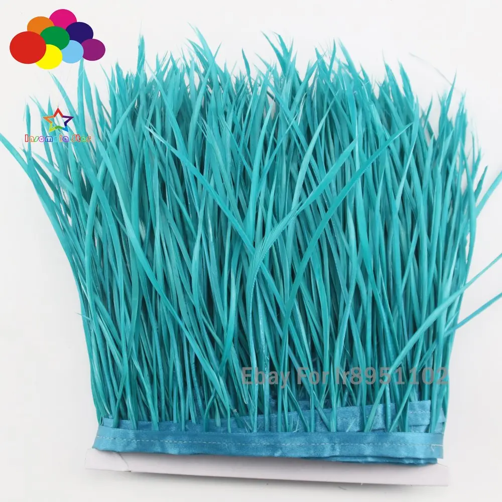 

1/5/10 meter Carnival 15-20 cm Dyed Turquoise Stripped Goose Boits Feather Trimming Headdress Decor