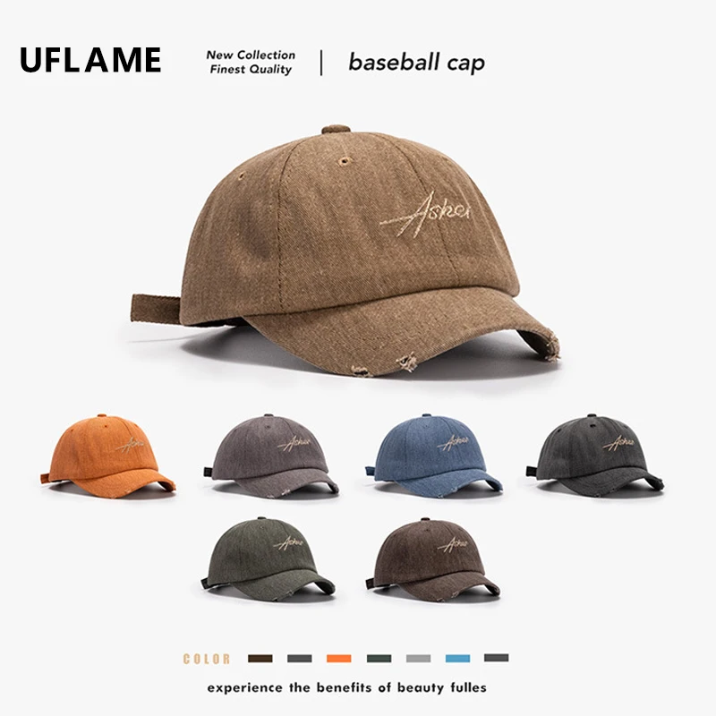 

Новая мужская кепка UFLAME, хлопковая бейсболка с короткими полями, дизайнерская Повседневная Солнцезащитная бейсболка с дырками, мягкая Кепк...