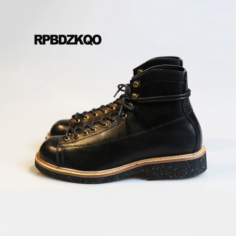 полные кожаные сапоги ретро короткие черный высокое качество 2018 батильоны