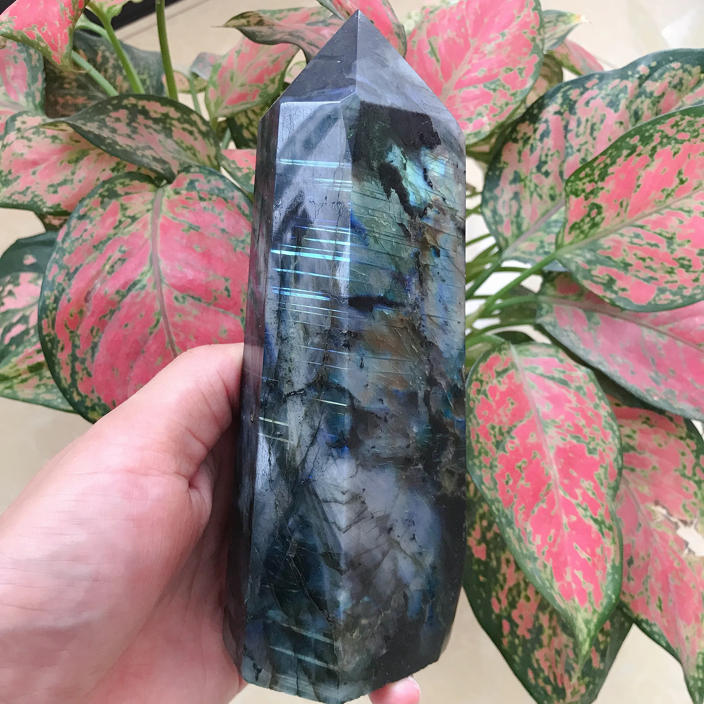 

Natural feldspar quartz moonstone crystal point healing stone