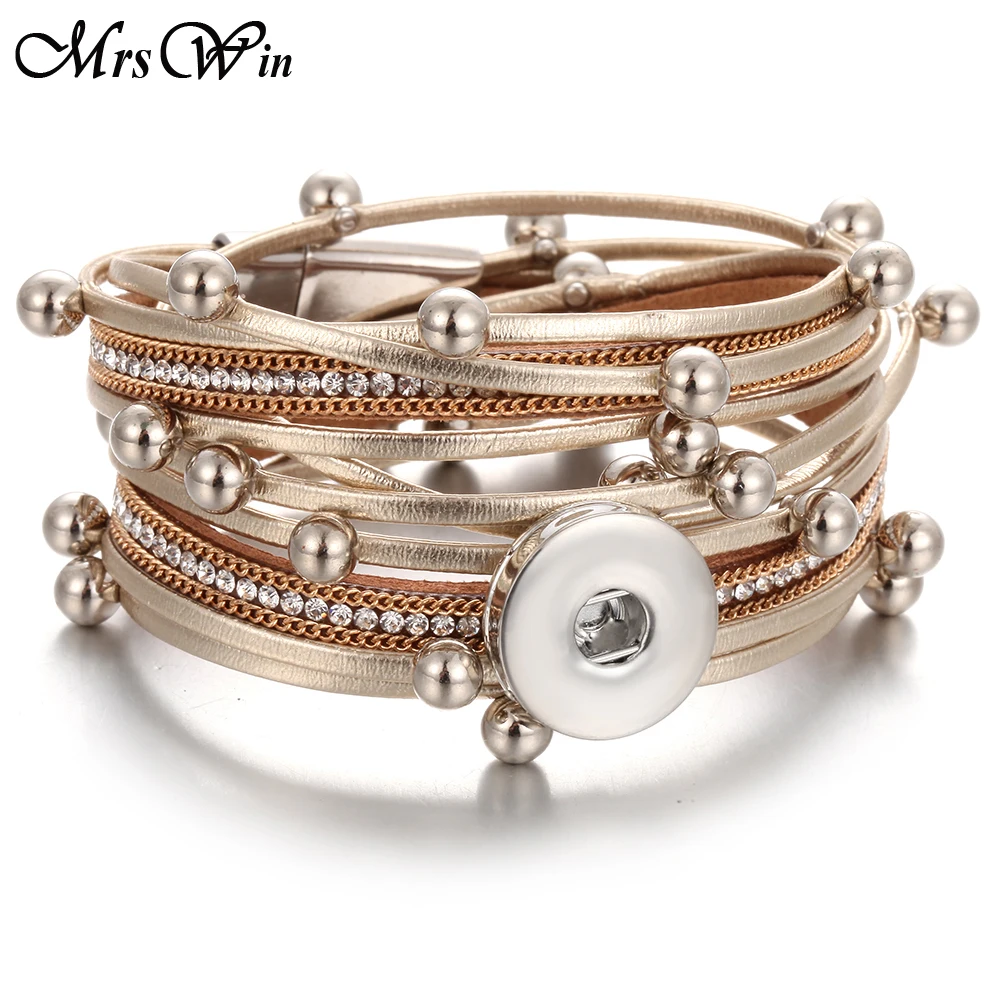 Новый кожаный браслет 18 мм с кнопками многослойный в стиле панк ювелирные