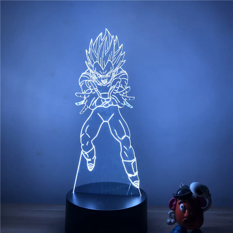 Dragon Ball Z Вегета ГОКу супер сайян, «Жемчуг дракона 3D светодиодный Ночной светильник 7 цветов сенсорный оптический Иллюзия фигурку настольная лампа украшения