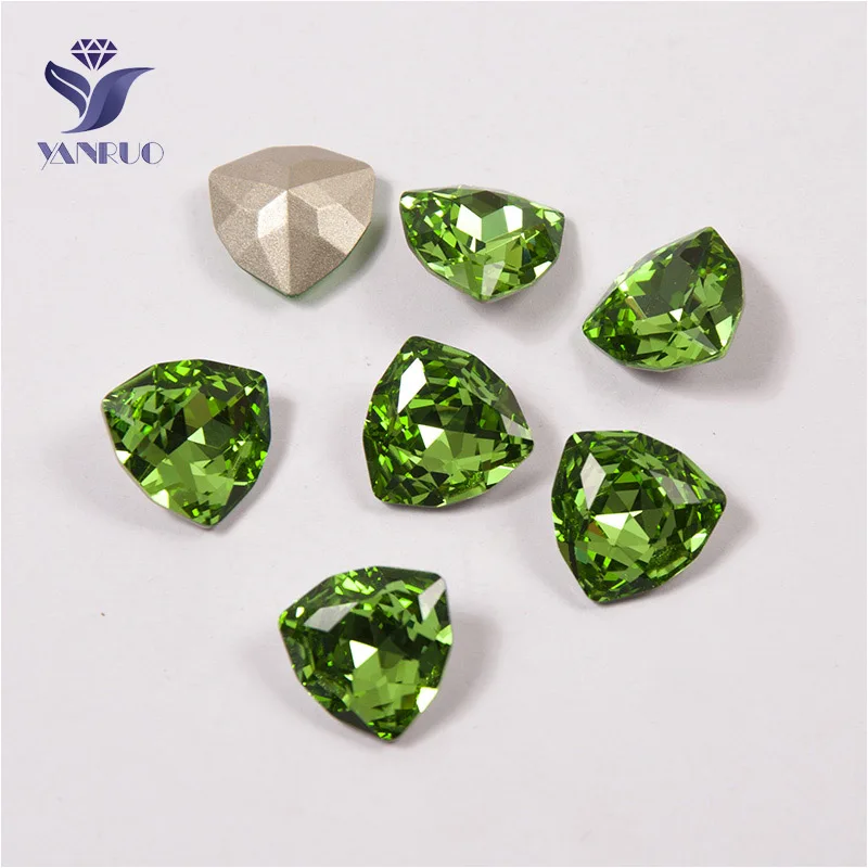 Peridot Yanruo 4706 Trilliant Стеклянные Камни DIY Strass острый задний кристалл для нашивки Стразы все для шитья аксессуары - Цвет: Peridot