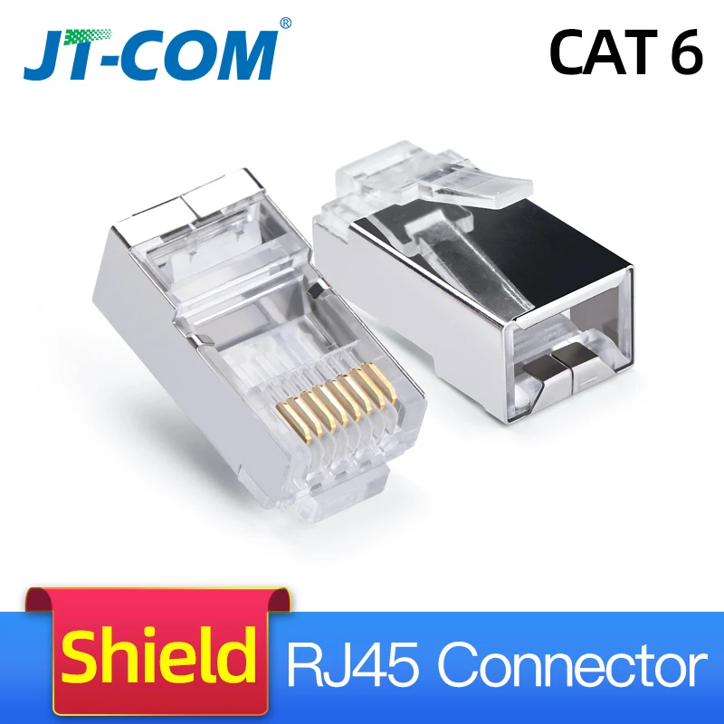 Разъем Cat6 RJ45 8P8C Модульный разъем кабеля Ethernet Позолоченный сетевой Cat 6 100PCS Crystal 8Pin