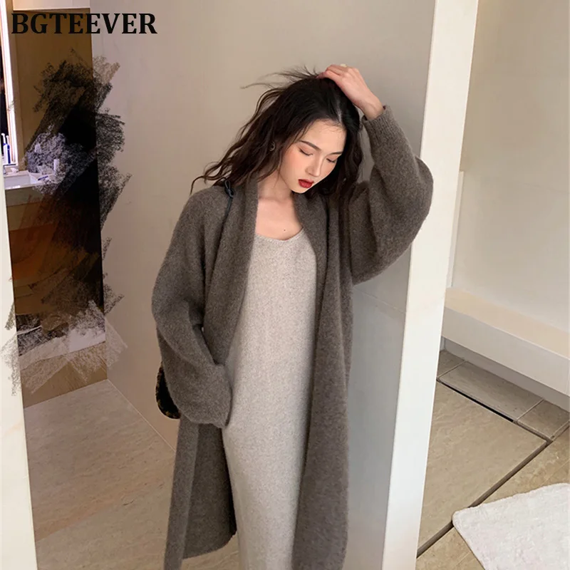 Elegant Long Sweater Cardigan Women Sleeve Oversized Ladies Outwear Jumper Coat Female Winter Open Stitch 2019 |
