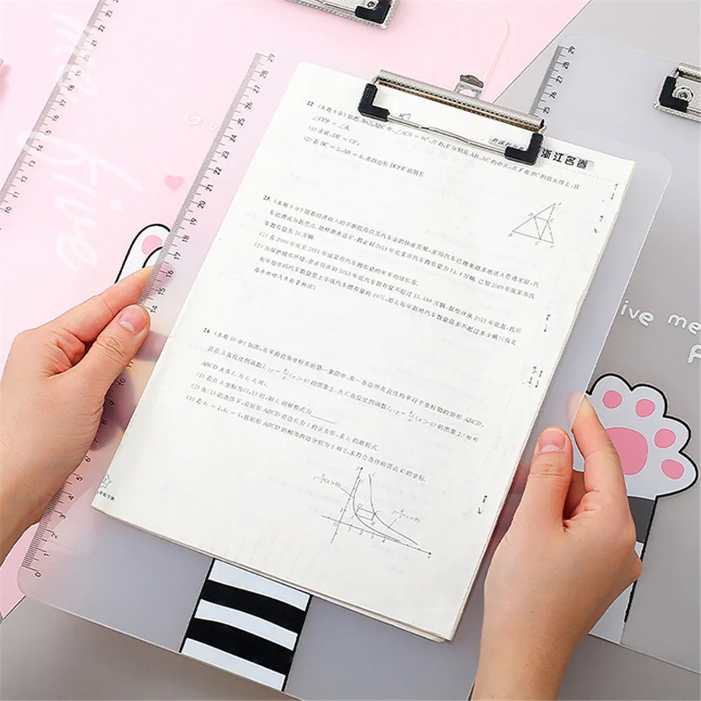 

Cute Cat Paw A4 Clipboard Documents File Folder Writing Pad Hanging Hook Memo Clip Writing Board Filing Products Office Supplies