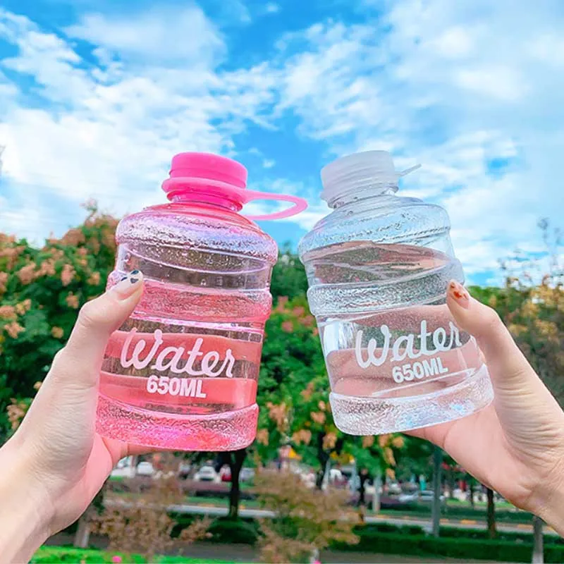 

650ml water bottle Portable drinking water student office bottle macaron color pink blue orange