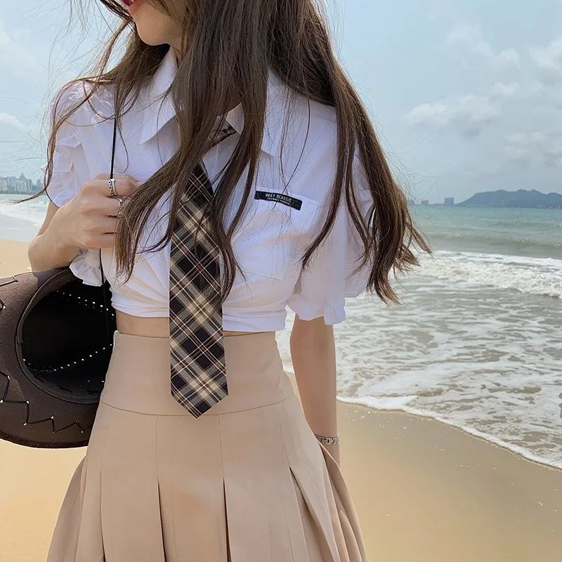 Костюм с юбкой JK в студенческом стиле милая и крутая плиссированная юбка Новинка